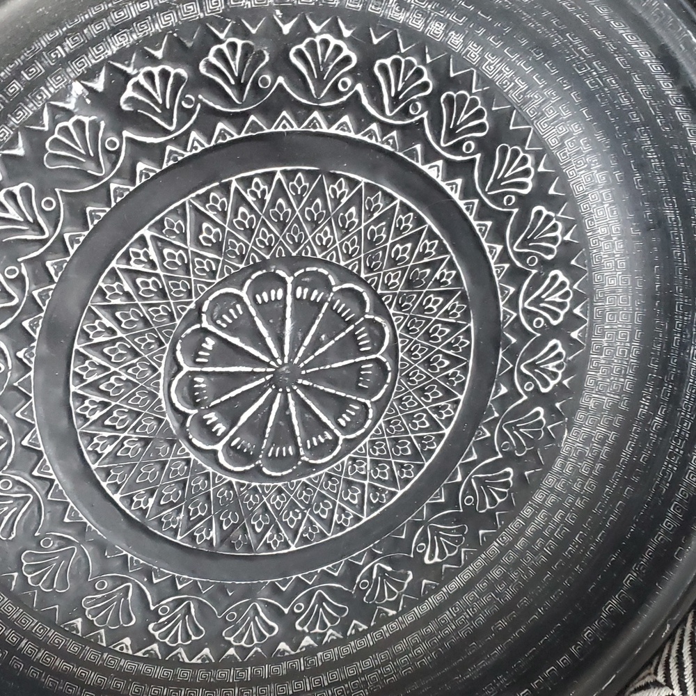 Kochi Black & White Geometric Aluminum Tray – 20" - Picture 2 of 5